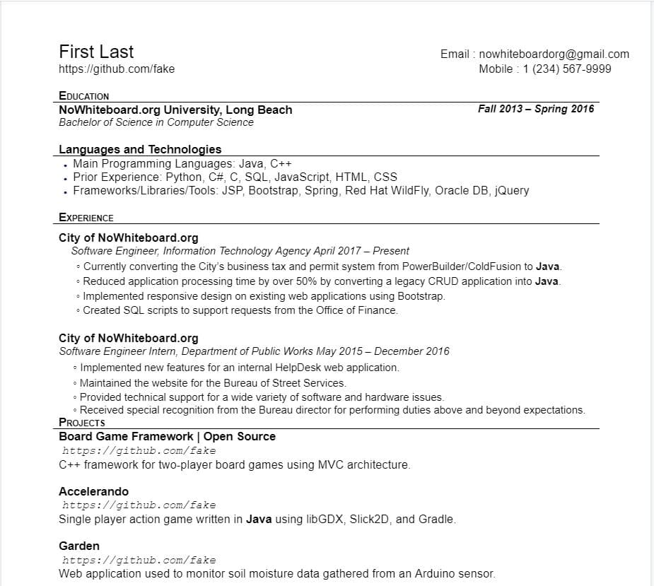 Mid-Level Java Software Engineer Resume